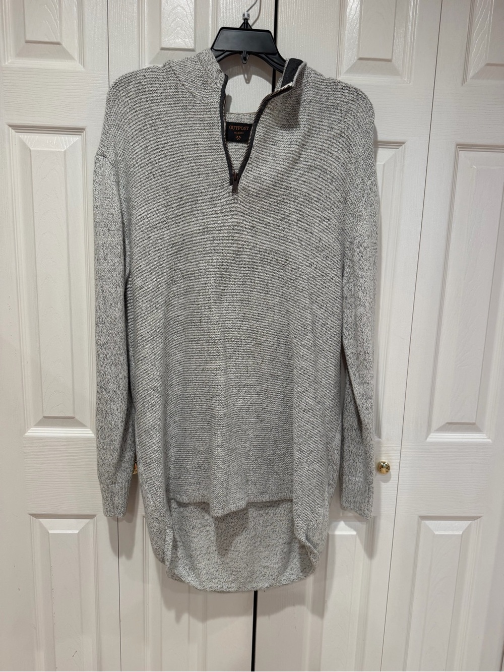 Men's Grey Half-Zip Bomber-Style Sweater Jacket